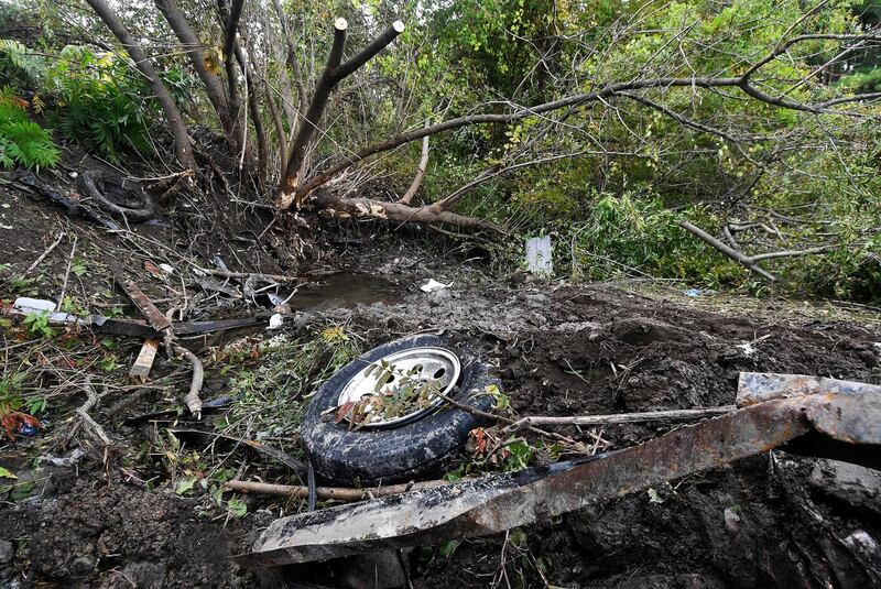 Car debris.