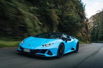 The Huracan Evo Spyder allows you to drop the roof and savour the magnificence of the V10 engine