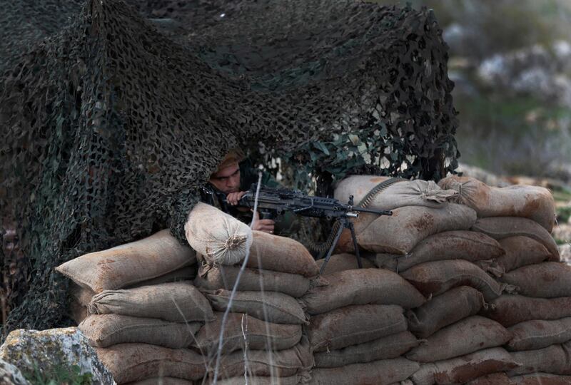 A Lebanese soldier takes his position. AP Photo