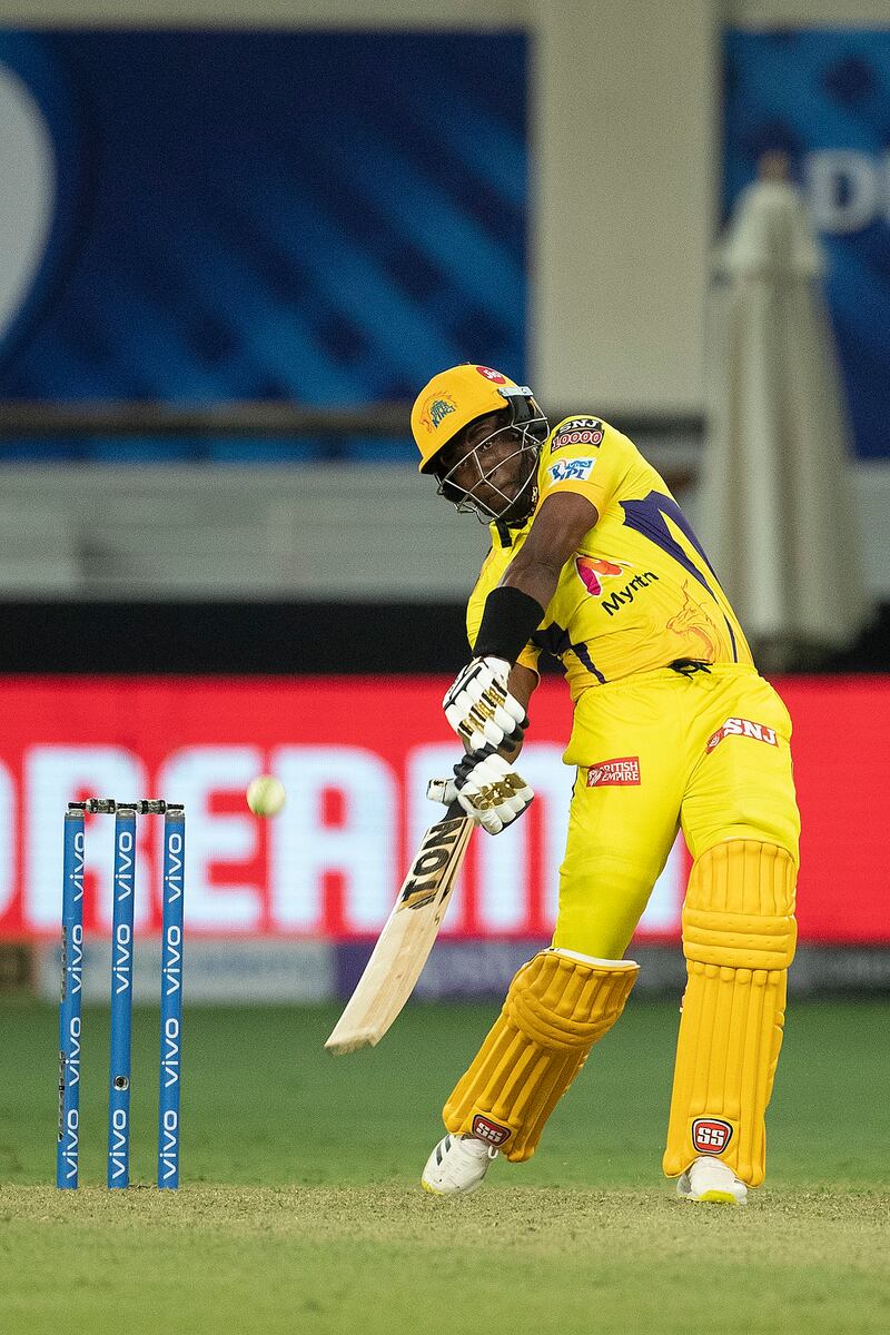 Dwayne Bravo delivered for Chennai Super Kings with bat and ball on Sunday in Dubai. SPORTZPICS for BCCI
