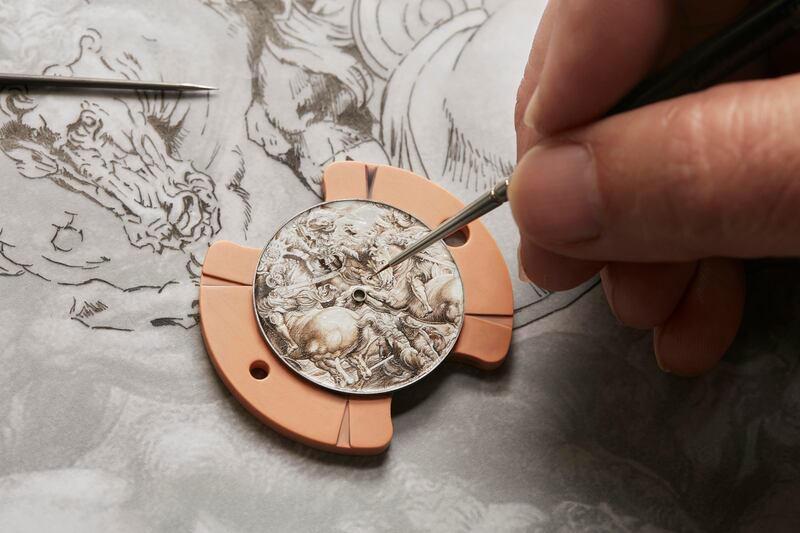 Watch collectors can commission Vacheron Constantin to emulate an artwork from the Louvre Paris on a dial. Photo: Vacheron Constantin