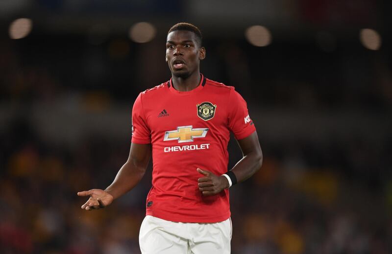 WOLVERHAMPTON, ENGLAND - AUGUST 19:  Paul Pogba of Manchester United during the Premier League match between Wolverhampton Wanderers and Manchester United at Molineux on August 19, 2019 in Wolverhampton, United Kingdom. (Photo by Shaun Botterill/Getty Images)