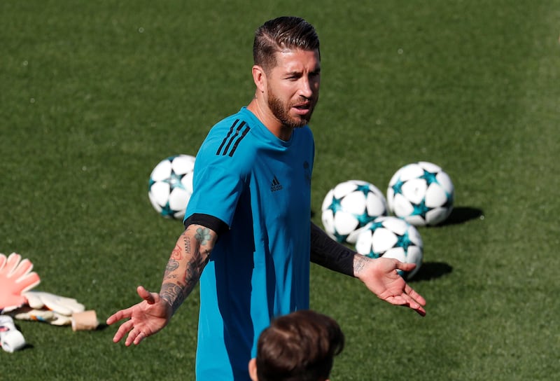 Real Madrid captain Sergio Ramos during training. Paul Hanna / Reuters