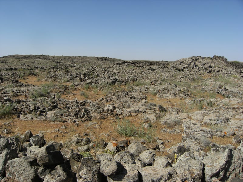The narcotics corridor of the Lajat in southern Syria, which leads to Jordan. The rugged area consists of volcanic rock. Photo: Wikipedia