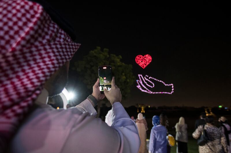 Drones were used to light up the night sky.