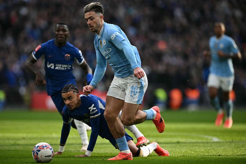 Jack Grealish on the attack for Manchester City. AFP