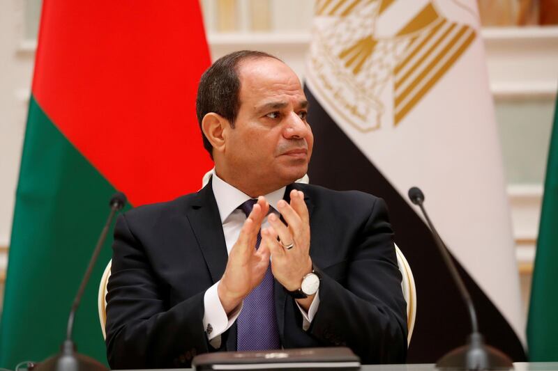 FILE PHOTO: Egyptian President Abdel Fattah al-Sisi is seen during a meeting with Belarusian President Alexander Lukashenko in Minsk, Belarus June 18, 2019. REUTERS/Vasily Fedosenko/File Photo