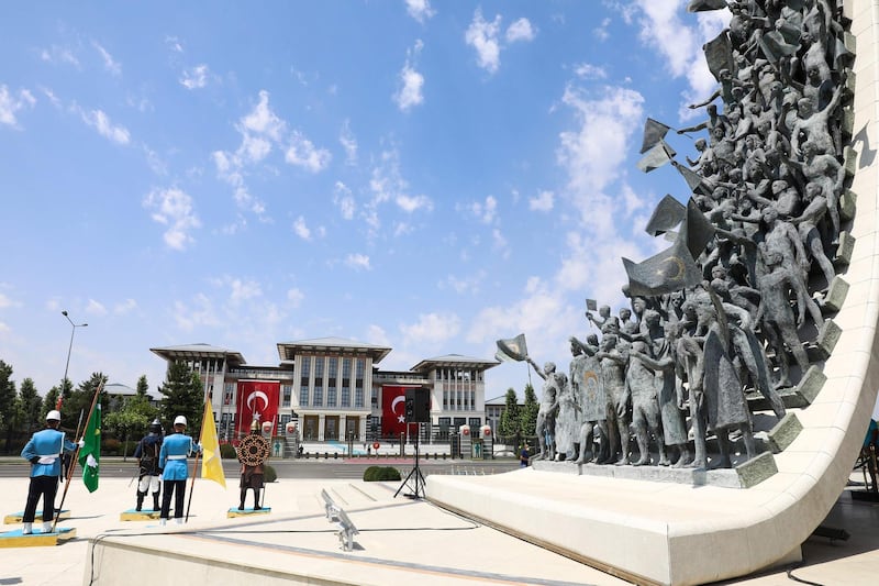 The July 15 Monument in Ankara during the July 15 Democracy and National Unity Day's events held to mark the fourth anniversary of the failed coup. AFP
