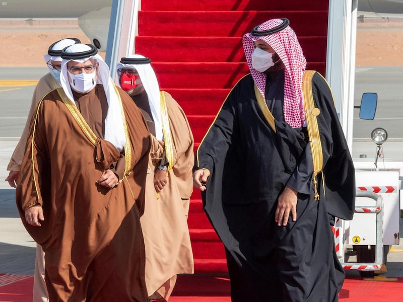 Saudi Crown Prince Mohammed bin Salman welcomes Prince Salman bin Hamad bin Isa Al Khalifa, Deputy King, Crown Prince of Bahrain. SPA