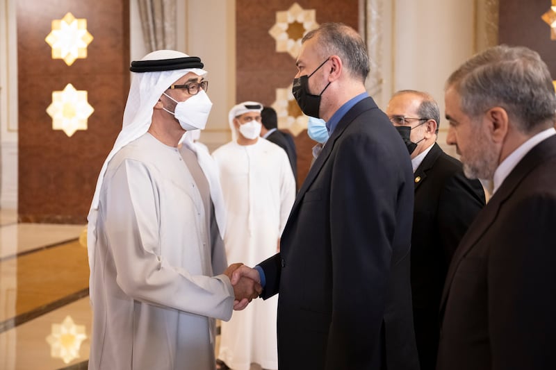 Hossein Amir Abdollahian, Foreign Minister of Iran, offers condolences to Sheikh Mohamed bin Zayed.