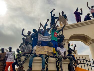 Supporters of Niger's junta protest against perceived foreign interference in Niamey. AP