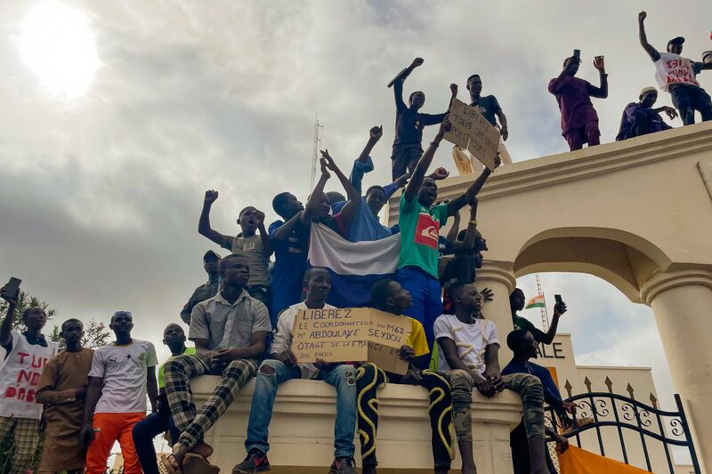 Supporters of Niger's junta protest against perceived foreign interference in Niamey. AP