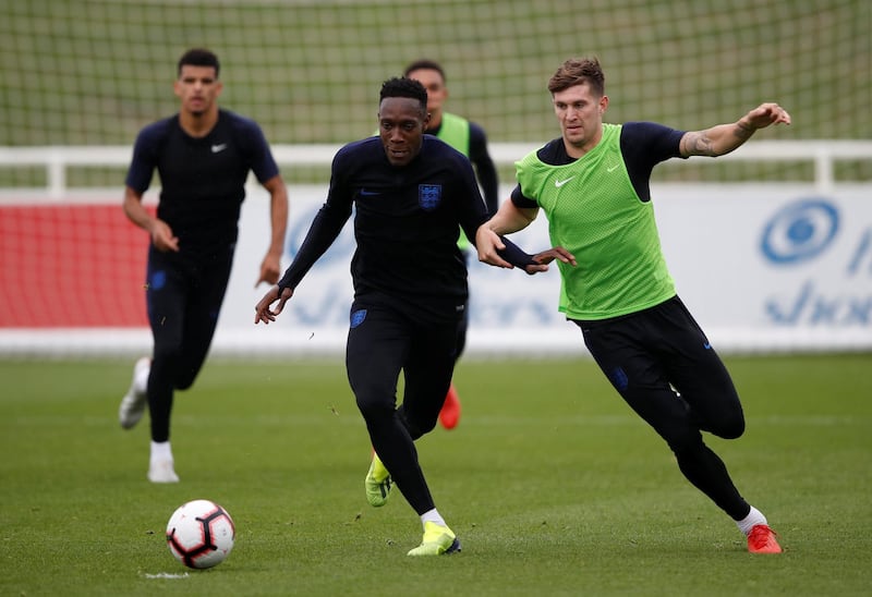 Welbeck and John Stones during training. Action Images via Reuters