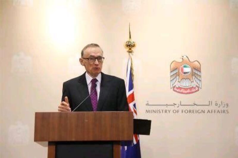 "We're happy to make a big commitment to providing them (UAE) with energy security," the Australian foreign minister Bob Carr says.