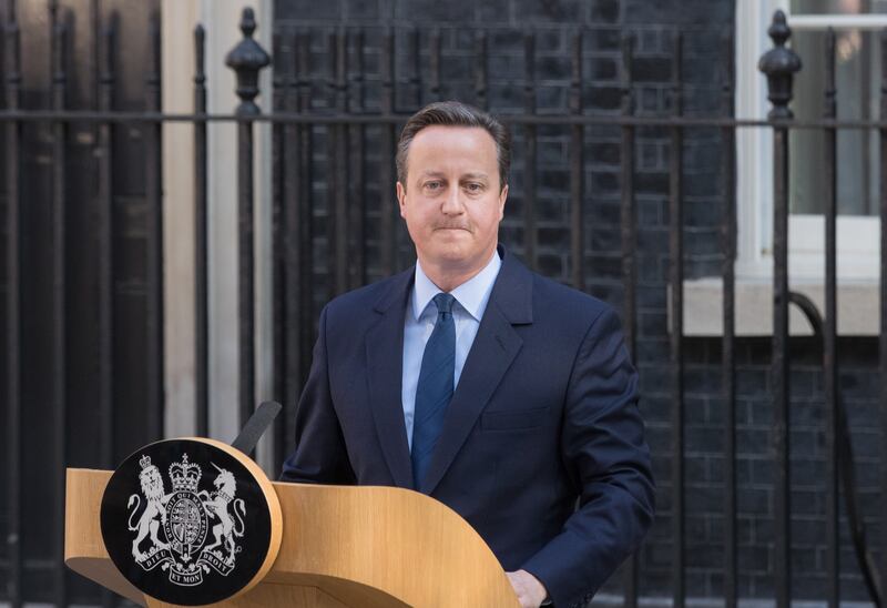 David Cameron resigned as Prime Minister outside 10 Downing Street in June 2016. Getty Images