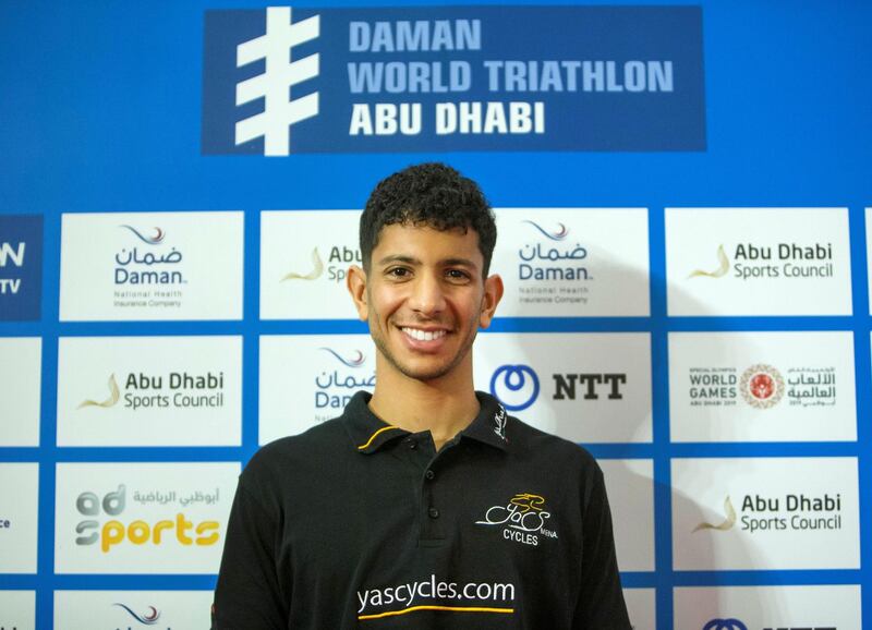 Abu Dhabi, UNITED ARAB EMIRATES - Faris Al Zaabi at the launch of The World Triathlon Abu Dhabi.  Leslie Pableo for The National