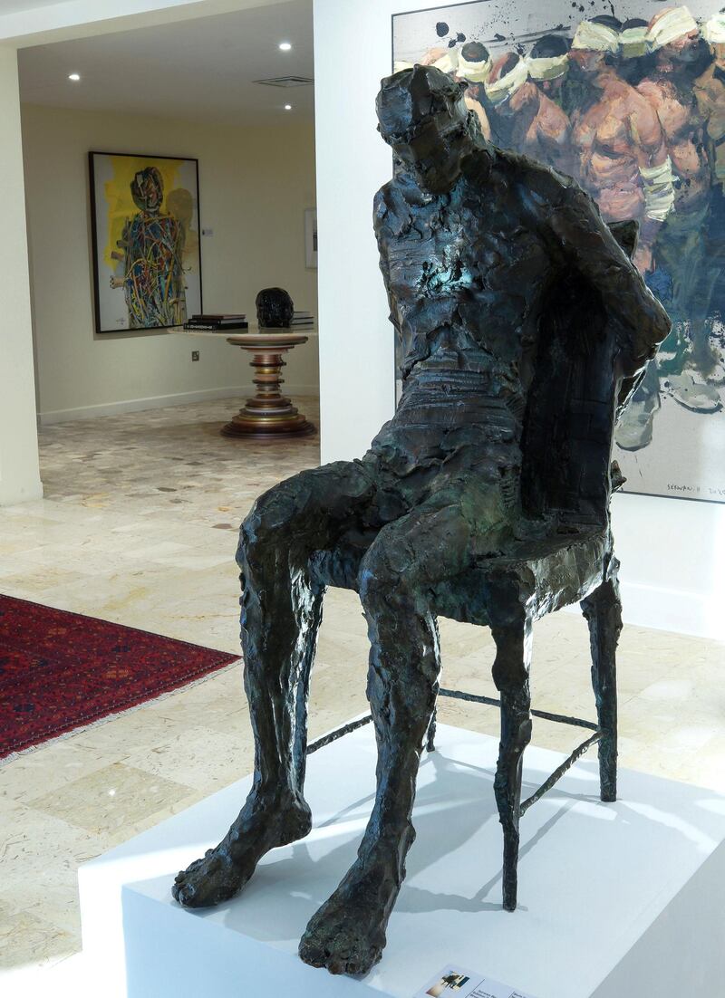 Abu Dhabi, United Arab Emirates, January 13, 2021.  Works of art at the residence of US Ambassador John Rakolta Jr and Mrs. Terry Rakolta at Khalidiyah, Abu Dhabi.
-- Serwan Baran, Edition 2/3, 2020, Bronze Sculpture, 90x70x40cm.
Victor Besa/The National
Section:  WO
Reporte:  Ahmed Maher