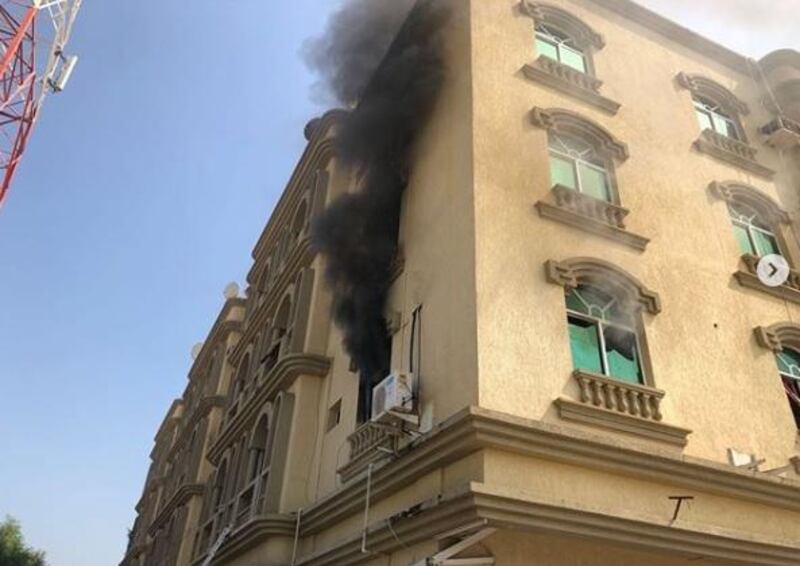 More than 120 tenants were forced out of their homes after a blaze broke out at an apartment block in Umm Al Quwain. Courtesy UAQ Civil Defence