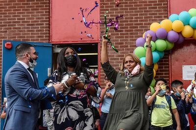 Meisha Porter, chancellor of the New York City Department of Education, celebrates the opening of the first classes at a public school in the Bronx. Bloomberg