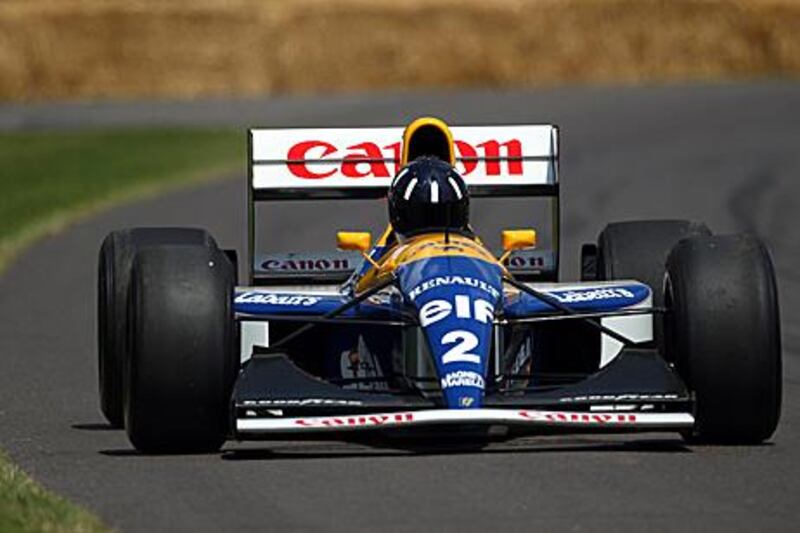 Damon Hill drives the Renault-powered FW15C at the Goodwood Festival of Speed on July 3. This was one of the 1993 championship winning cars.