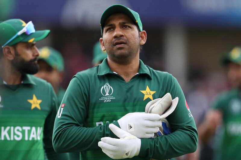 Pakistan's captain Sarfaraz Ahmed leaves the field after his team's loss by seven wickets. AP Photo