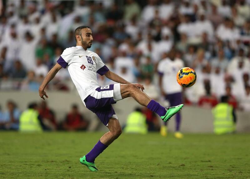 Mohamed Al Sahlawi, who is employed by Saudi club Al Nassr, was one of several players who Al Ain borrowed for their friendly against Manchester City at the Hazza bin Zayed Stadium on May 15, 2014. Warren Little / Getty Images