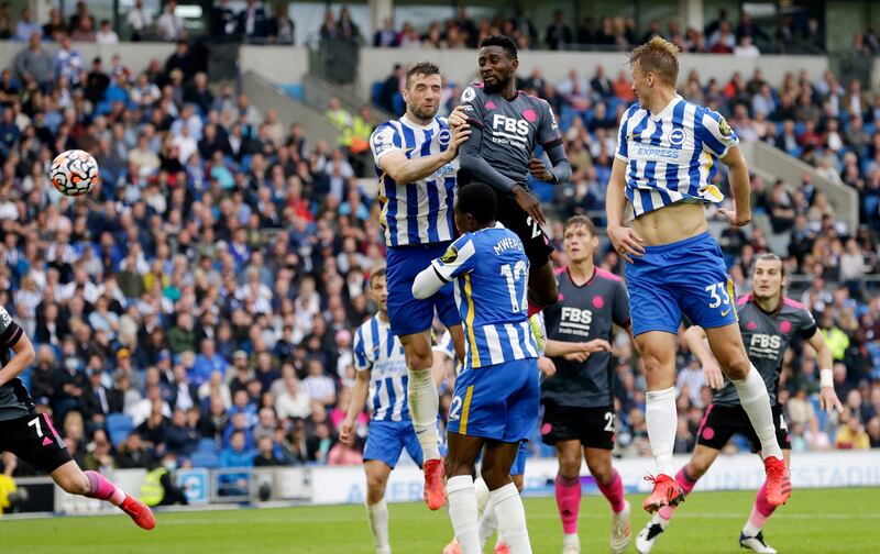 Wilfred Ndidi of Leicester City scores a goal which is later disallowed. Getty