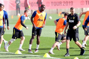 Paul Pogba takes part in Manchester United's training session in Australia. EPA