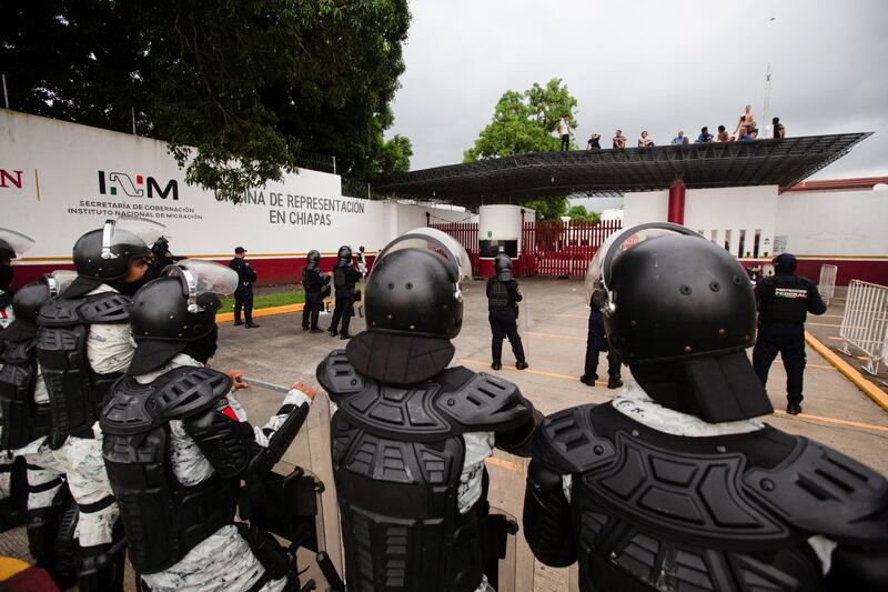 Members of the National Guard keep watch in Tapachula. Reuters