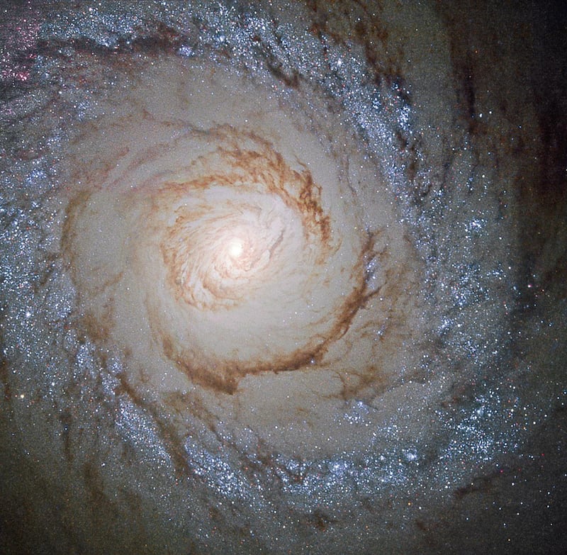 This image shows the galaxy Messier 94, which lies in the small northern constellation of the Hunting Dogs, about 16 million light-years away. Within the bright ring around Messier 94 new stars are forming at a high rate and many young, bright stars are present within it – thanks to this, this feature is called a starburst ring. The cause of this peculiarly shaped star-forming region is likely a pressure wave going outwards from the galactic centre, compressing the gas and dust in the outer region.  NASA