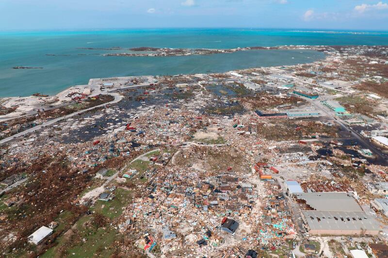 The destruction caused by Hurricane Dorian is seen from the air, in Marsh Harbor, Abaco Island, Bahamas. AP