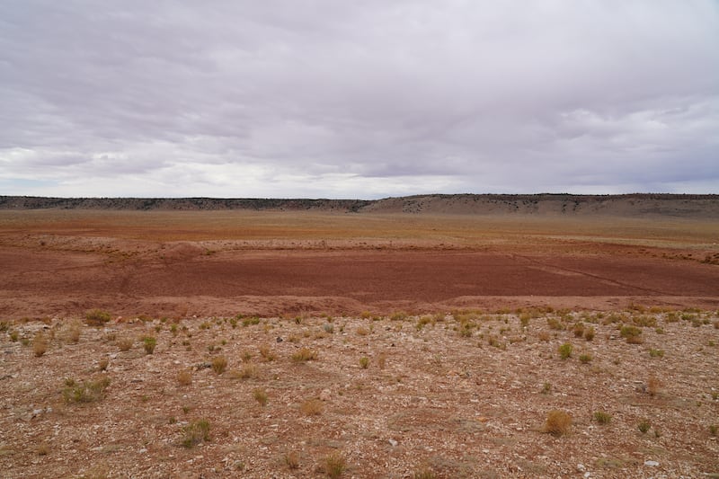 A depleted earth dam in the Bodaway area of the Navajo Nation reservation.