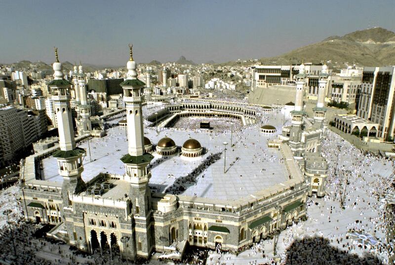 Pilgrims arrive at the Grand Mosque in Makkah in March 2000, when more than one million Muslims travelled to the city.