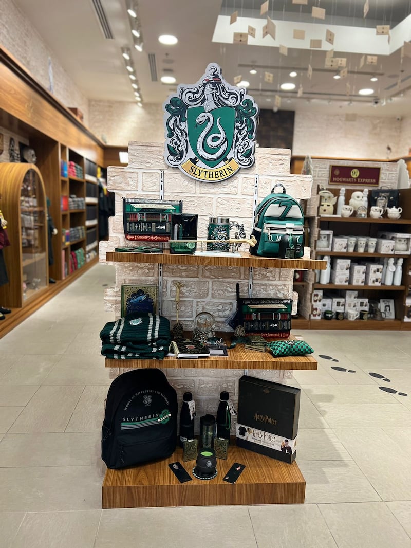 Slytherin-themed products at the store
