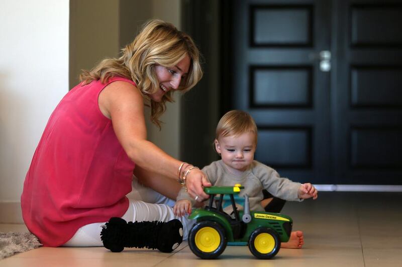 George is now 2. After he was born two months early, his mother, Joanne Hanson-Halliwell, set up Small and Mighty Babies to help women through the traumatic time. Pawan Singh / The National