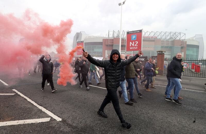 United fans protest against the Glazer family. PA