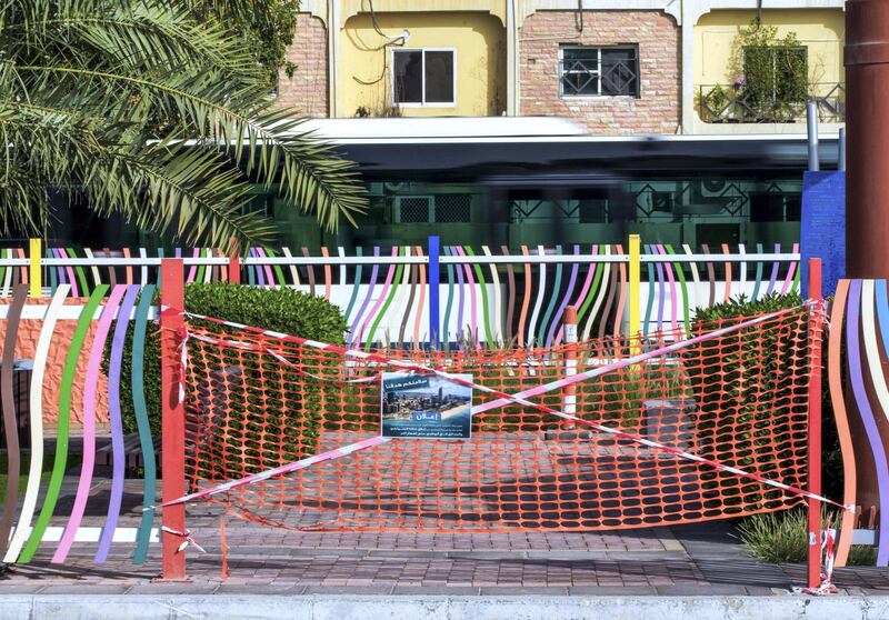 Abu Dhabi, United Arab Emirates, April 9, 2020.  A cordoned off park to keep residents safe from the Coronavirus at Al Falah Street, Abu Dhabi.
Victor Besa / The National
Section:  NA
Reporter: