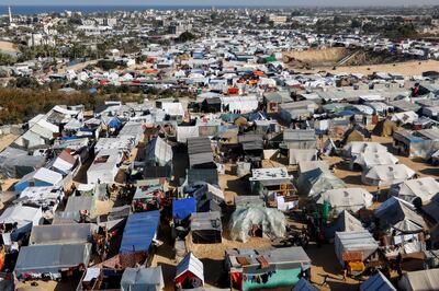 A camp housing displaced Palestinians in Rafah in the southern Gaza Strip. Reuters 