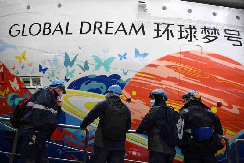 The Global Dream is adorned with a cartoon fresco of astronauts and mermaids. Reuters