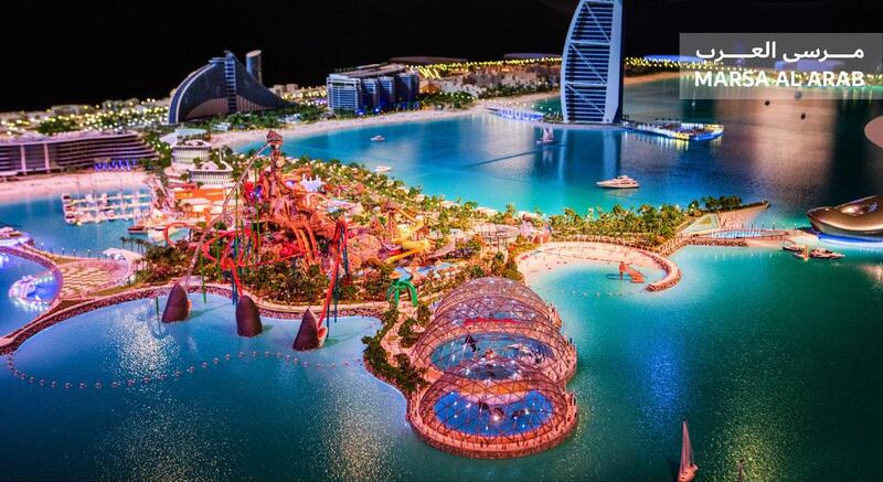 Marsa Al Arab is to be built near the Burj Al Arab by Jumeirah Beach, adding two artificial islands and displace a water park. Courtesy Dubai Holding.