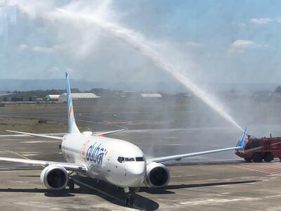 The cannon salute at Catania Fontanarossa Airport on flydubai's arrival. Melinda Healy