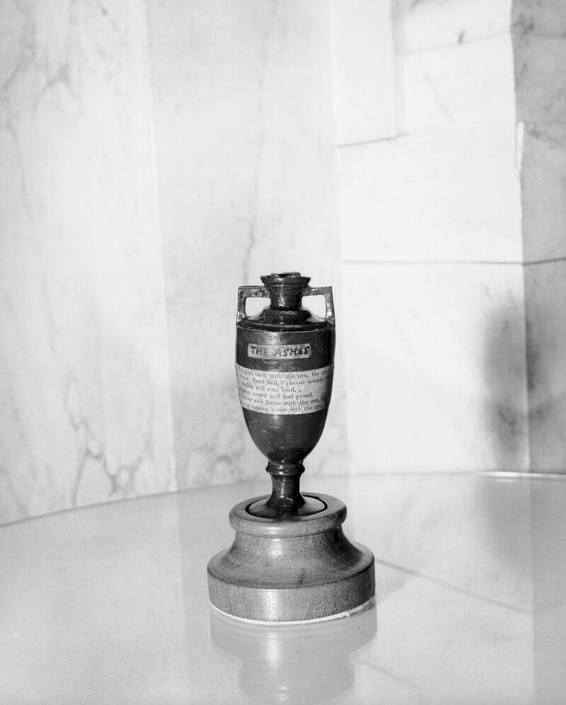 The Ashes urn, first presented during the England cricket tour to Australia in 1882, to England captain Ivo Bligh by a group of Melbourne women   (Photo by PA Images via Getty Images)