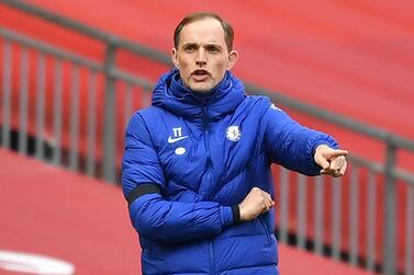 (FILES) In this file photo taken on April 17, 2021 Chelsea's German head coach Thomas Tuchel gestures on the touchline during the English FA Cup semi-final football match between Chelsea and Manchester City at Wembley Stadium in north west London. Chelsea manager Thomas Tuchel said on May 24, 2021, his side can approach this weekend's Champions League final against Manchester City with confidence after recent victories against Pep Guardiola's Premier League winners. - NOT FOR MARKETING OR ADVERTISING USE / RESTRICTED TO EDITORIAL USE / AFP / POOL / Ben STANSALL / NOT FOR MARKETING OR ADVERTISING USE / RESTRICTED TO EDITORIAL USE