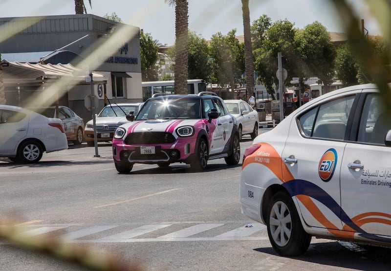 Dubai, United Arab Emirates - A Mini Cooper specially for women drivers at the Emirates Driving Institute, Dubai.  Leslie Pableo for The National