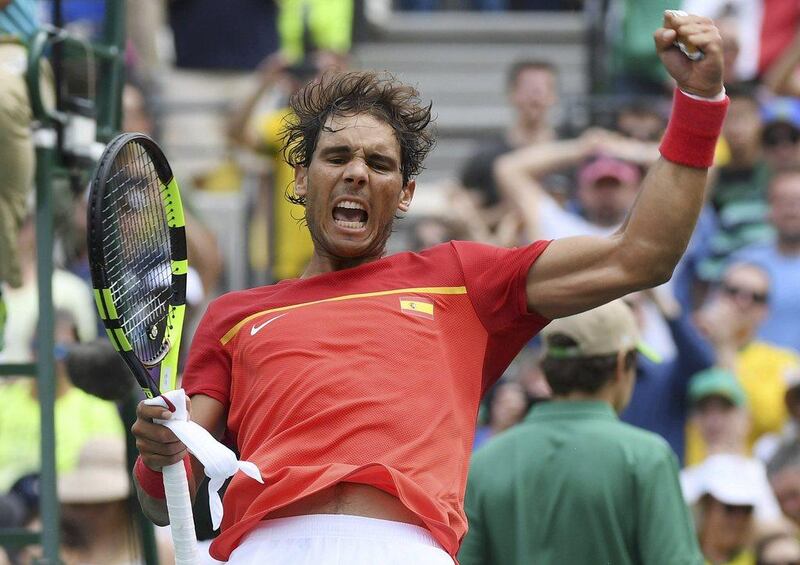 Rafael Nadal of Spain celebrates after winning match against Gilles Simon of France in the Rio 2016 Olympics men’s singles third round match, Rio de Janeiro, Brazil, August 11 2016. Toby Melville / Reuters