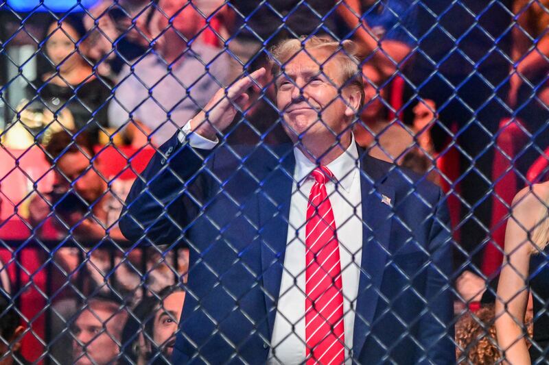 Former US President Donald Trump attends UFC 299  at the Kaseya Center in Miami, Florida on March 9, 2024. AFP