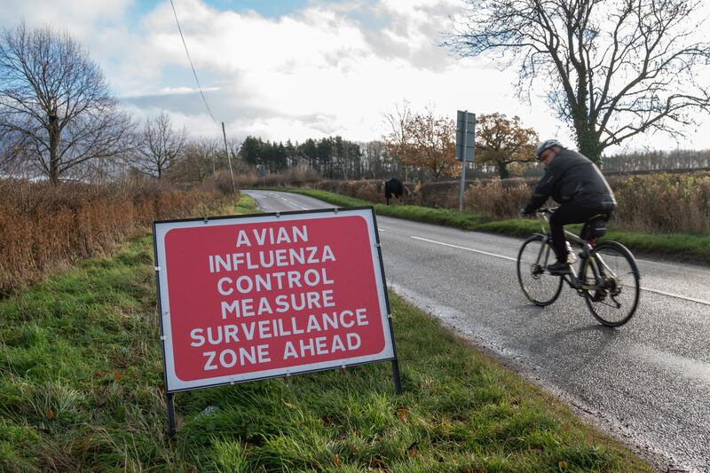 A warning sign in Barkby, Leicestershire, on December 12. PA