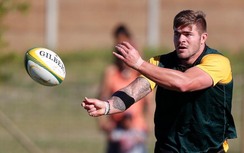 epa06937584 Hooker Malcolm Marx in action during a training session of the Springbok rugby team in Cape Town, South Africa 09 August 2018. The South African national rugby team is in training for the upcoming Castle Lager Rugby Championship series between Argentina, New Zealand, Australia and South Africa.  EPA/NIC BOTHMA