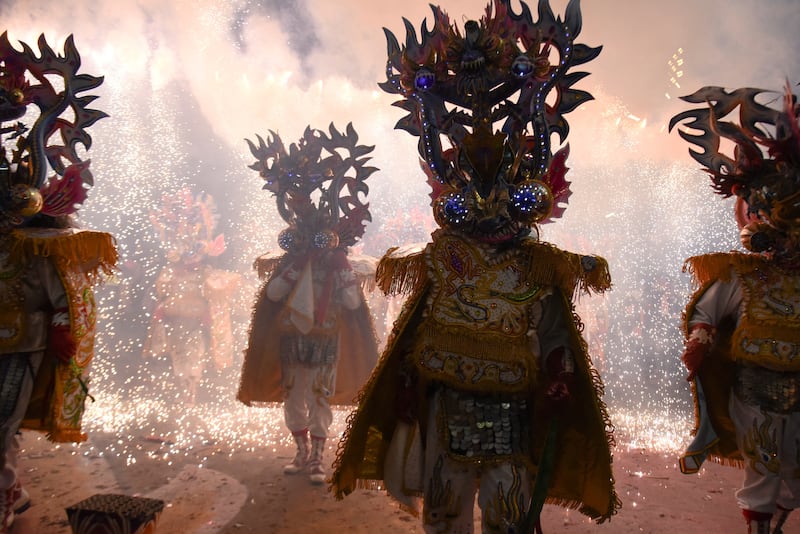 Dancers of Diablada Urus group during the Carnival parade in Oruro, Bolivia. Reuters