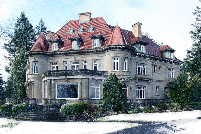 Overlooking the city of Portland is Pittock mansion, a grand chateau named and built in 1909 for a wealthy publisher and his wife who immigrated to the US from London.